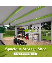 Mondawe Outdoor Metal Storage Shed With 3 Lockable Doors And Window, Large Garden Tool Shed