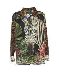 Pre-Owned Dolce & Gabbana Women's Pre-Owned Dolce and Gabbana Animal Print Silk Oversized Shirt