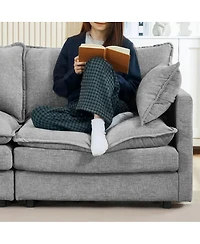 Maison Boucle Chenille Modular Sectional Sofa Couch 3 Seater with Ottoman L Shaped