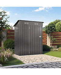 Mondawe 5 x 3 Ft Outdoor Metal Storage Shed with Lockable Door, Compact Garden Tool Shed with Pitched Roof