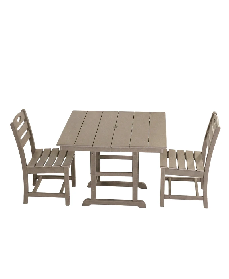 Streamdale Furniture Antique Wood Hdpe 3-Piece Square Outdoor Bistro Dining Set