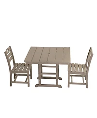 Streamdale Furniture Antique Wood Hdpe 3-Piece Square Outdoor Bistro Dining Set