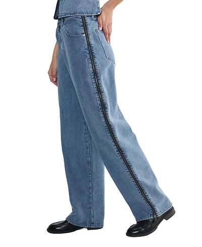 Nasty Gal Women's Zip Seam Detail Straight Leg Denim Jeans