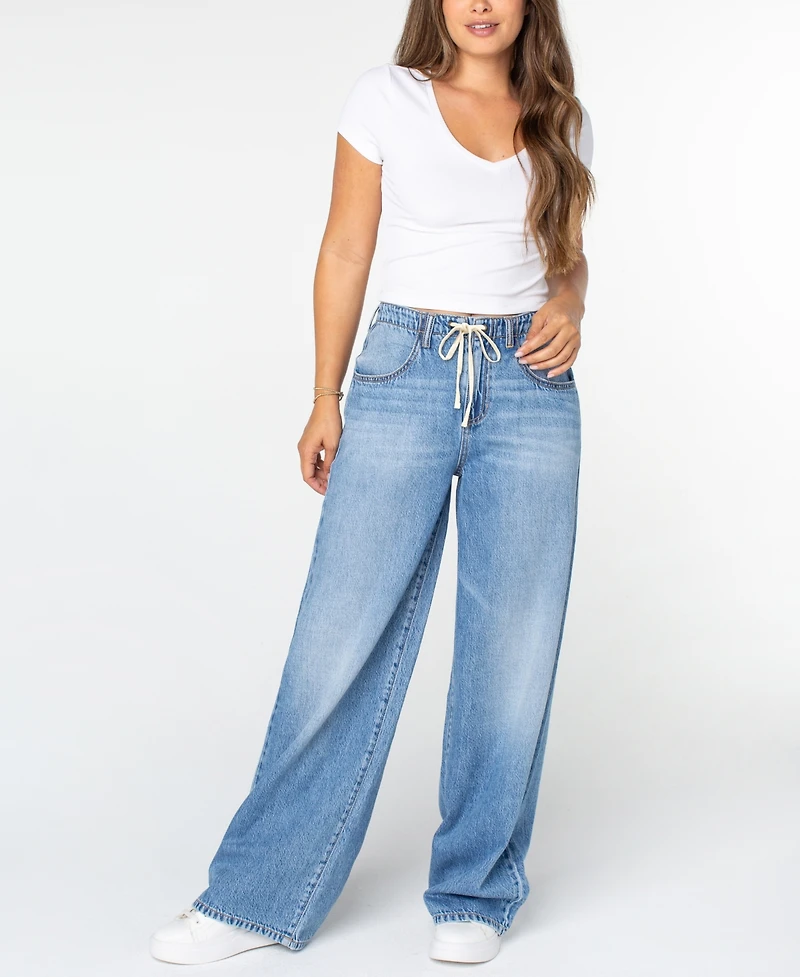 Celebrity Pink Juniors' Drawstring-Waist Wide-Leg Jeans