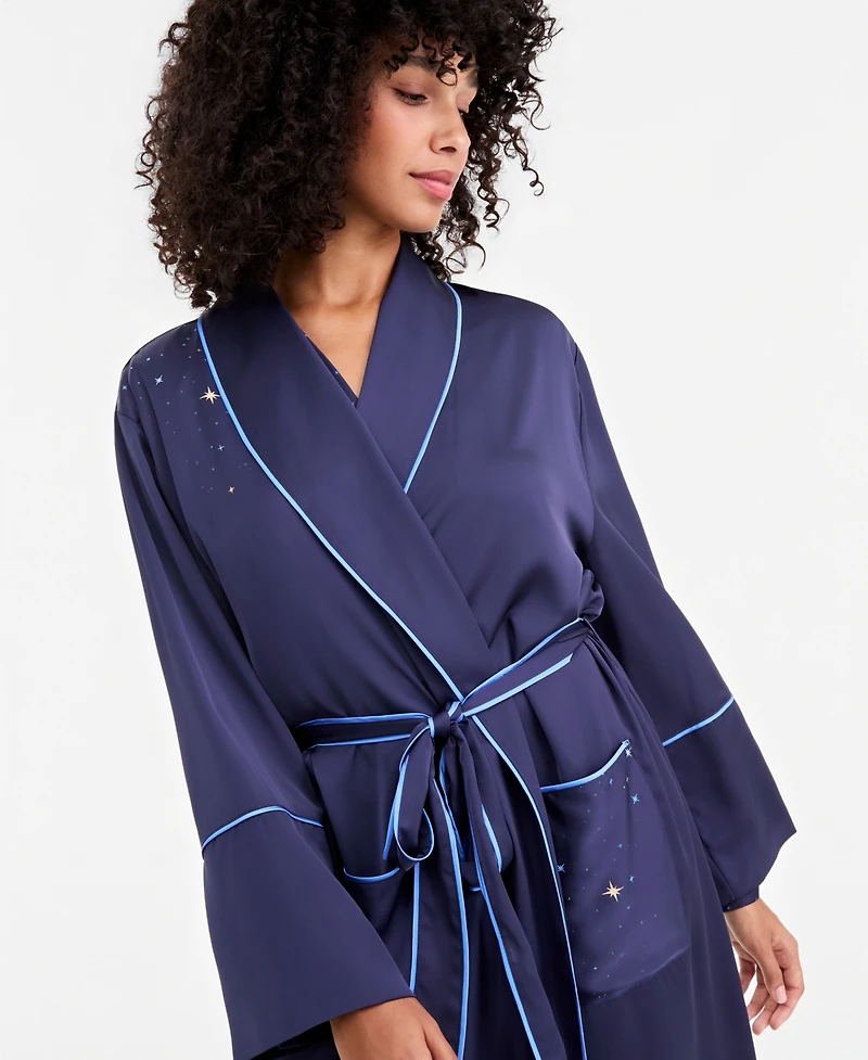 Disney | Macy's Women's Sorcerer's Apprentice Mickey Long-Sleeve Satin Wrap Robe, Exclusive