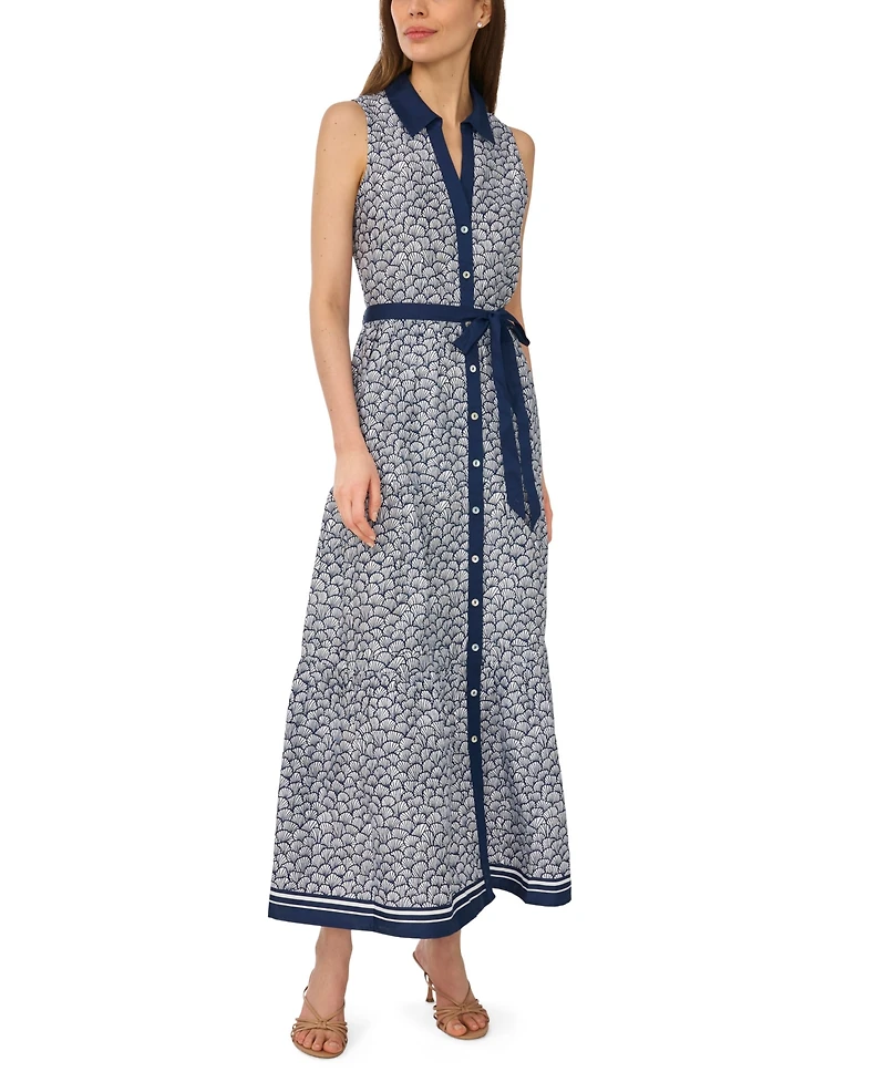 CeCe Women's Cotton-Blend Sleeveless Shirt Dress