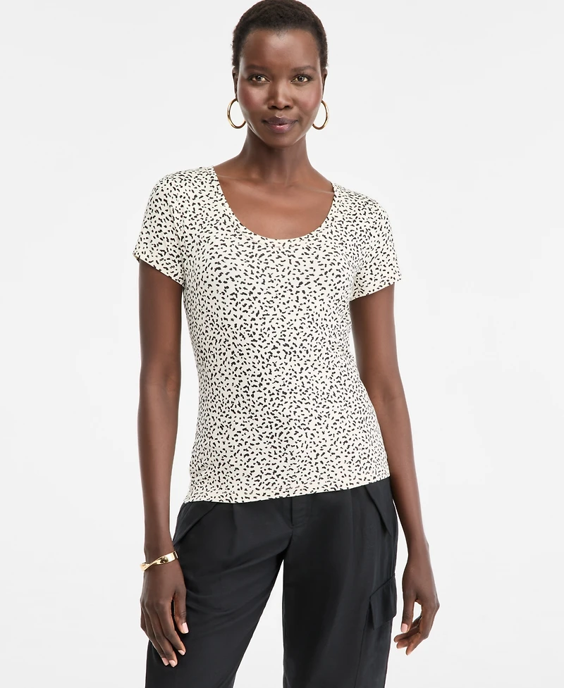 I.n.c. International Concepts Women's Printed Scoop-Neck T-Shirt, Macy's Exclusive