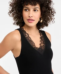 I.n.c. International Concepts Women's Lace-Trim V-Neck Sweater Tank, Macy's Exclusively