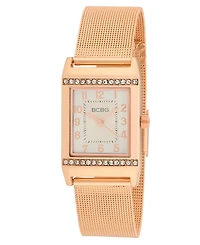 Bcbg Women's Quartz Rectangle Rose Gold Stainless Steel Watch 23mm