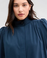 Liverpool Los Angeles Women's Puff-Sleeve Hidden-Placket Jacket