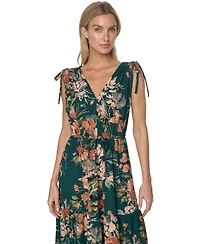 Calvin Klein Women's V-Neck Drawstring Waist Midi Dress