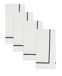 Saro Lifestyle Embroidered Line Design Napkins, Set of 4