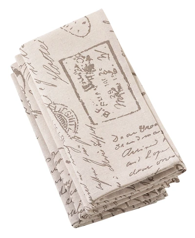 Saro Lifestyle Vintage Script Print Design Napkins, Set of 4