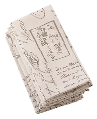 Saro Lifestyle Vintage Script Print Design Napkins, Set of 4