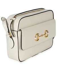 Pre-Owned Gucci White Textured Calfskin Small Horsebit 1955 Shoulder Bag