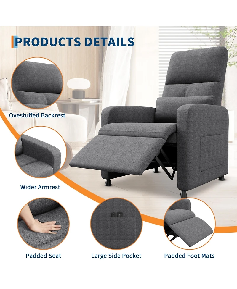 gaomon Ergonomic Electric Power Recliner Sofa with Heat and Massage for Living Room, Linen