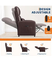 gaomon Electric Sofa Power Recliner Chair with Adjustable Back, Usb Charging Port for Living Room