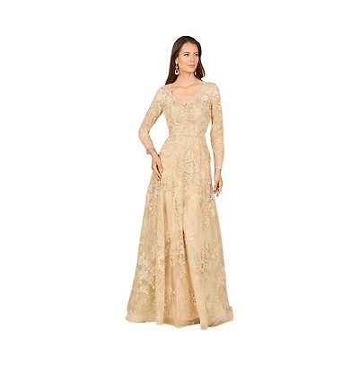 Lara Women's Lace Ballgown with Long Sleeves
