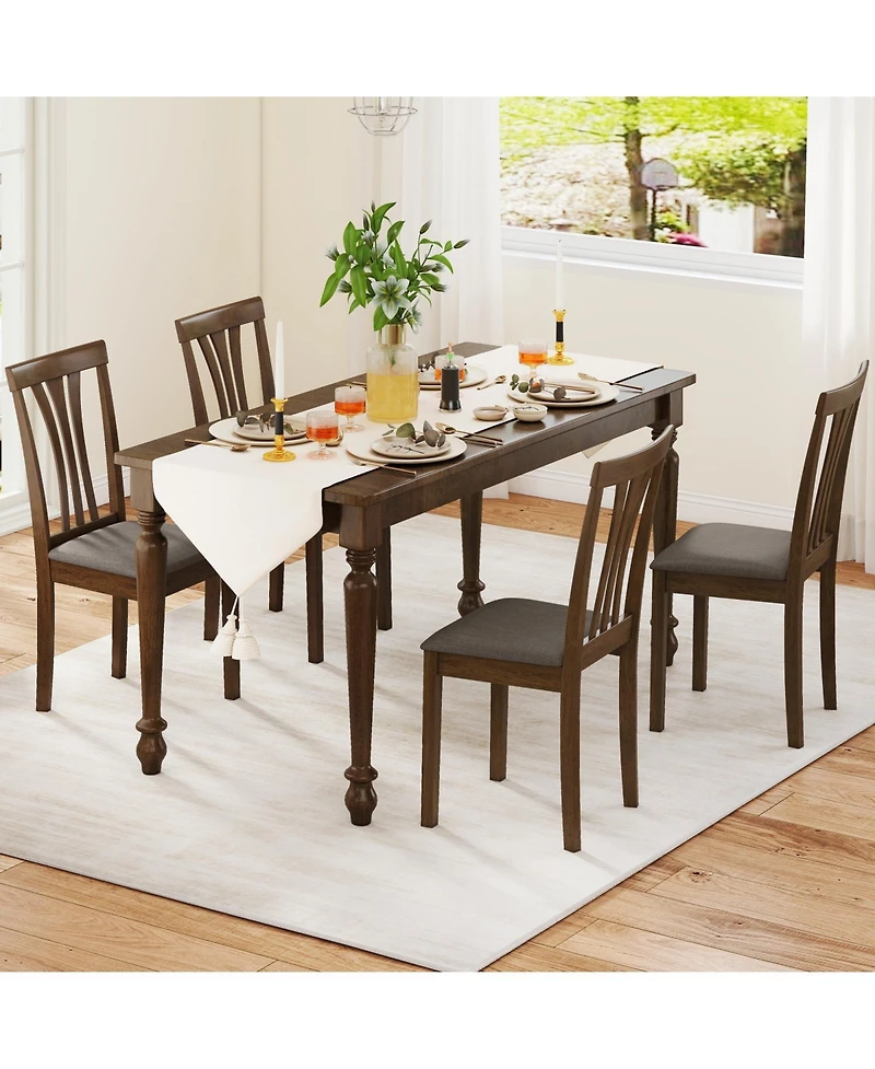 Slickblue Set of 2 Linen Fabric Upholstered Dining Chairs with Solid Wood Frame