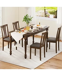 Slickblue Set of 2 Linen Fabric Upholstered Dining Chairs with Solid Wood Frame