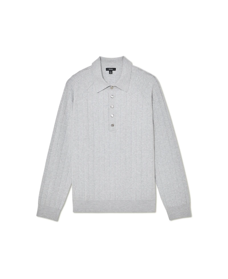 Reiss Men's Dillingham Half Button Wide Ribbed Polo Shirt