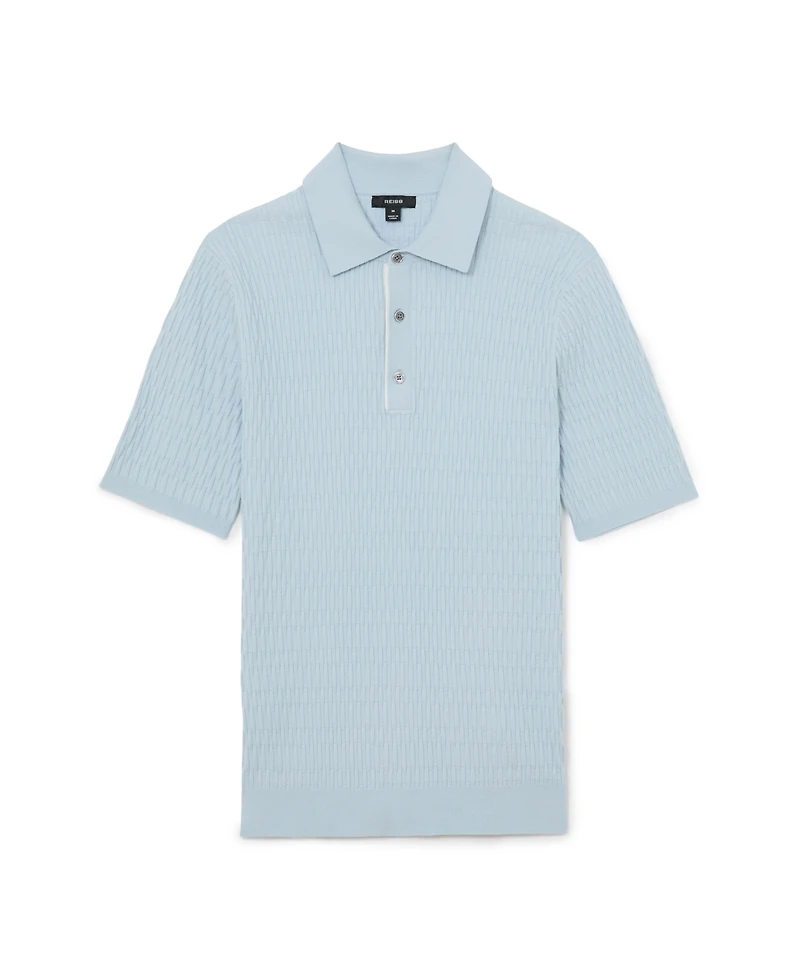 Reiss Men's Era Half Button Textured Polo Shirt