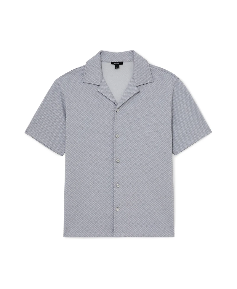 Reiss Men's Felipe Textured Jacquard Cuban Shirt