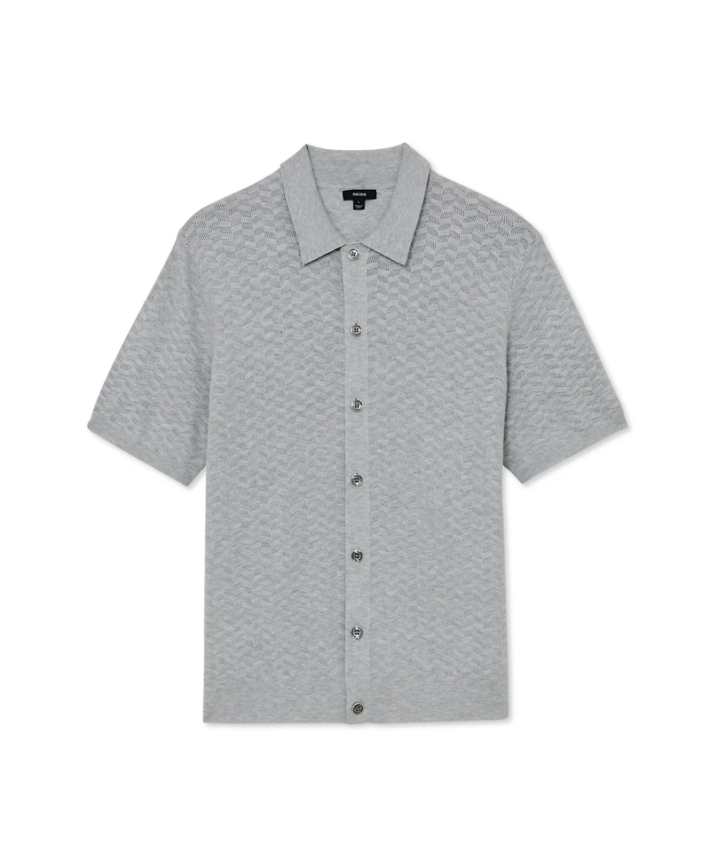 Reiss Men's Phoenix Button Through Textured Shirt