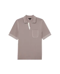 Reiss Men's Newbury Open Collar Piped Stitch Detail Polo Shirt