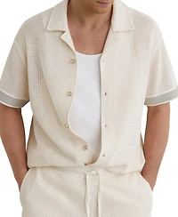 Reiss Men's Aliso Crochet Tape Cuban Shirt