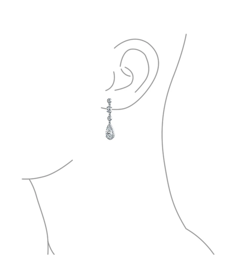 Bling Jewelry Cocktail Fashion Bridal Fashion Cubic Zirconia Halo Cz Large Statement Teardrop Chandelier Earrings