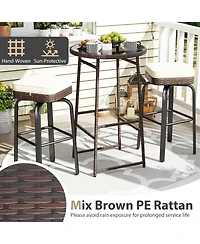 Slickblue 3-Piece Outdoor Swivel Bar Set with Table and 2 Chairs