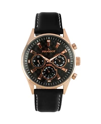 Peugeot Men Multi-Function Leather Strap Watch
