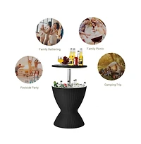 Boyel Living 3 1 8 Gallon Patio Rattan Cooler Bar Table with Adjust Ice