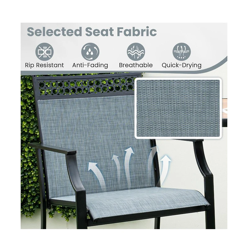 Boyel Living Outdoor Counter Stools Set of 2 Heavy-Duty Barstools with Footrest and Armrests
