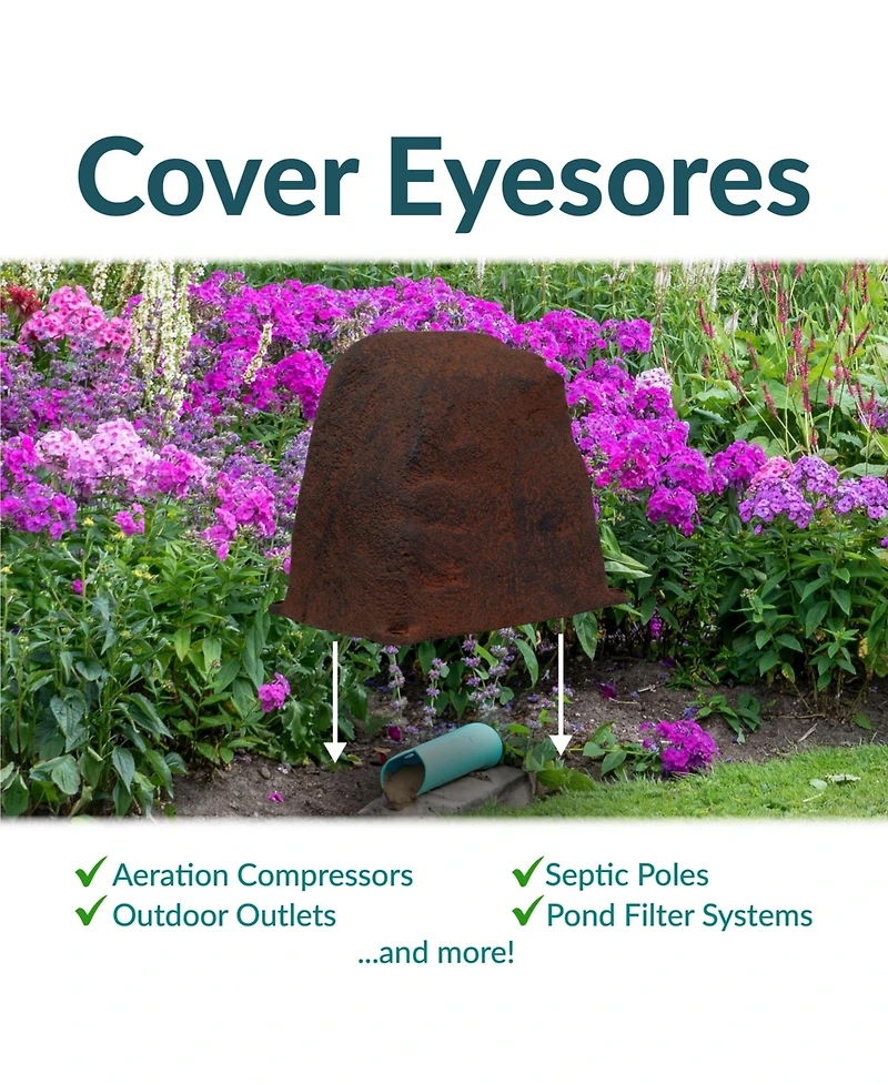 Sunnydaze Decor Outdoor Polyresin Landscape Rock Septic Cover with Stakes - 2-Pack