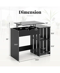 Slickblue Small Space Desk with Hidden Storage and Open Shelving Unit