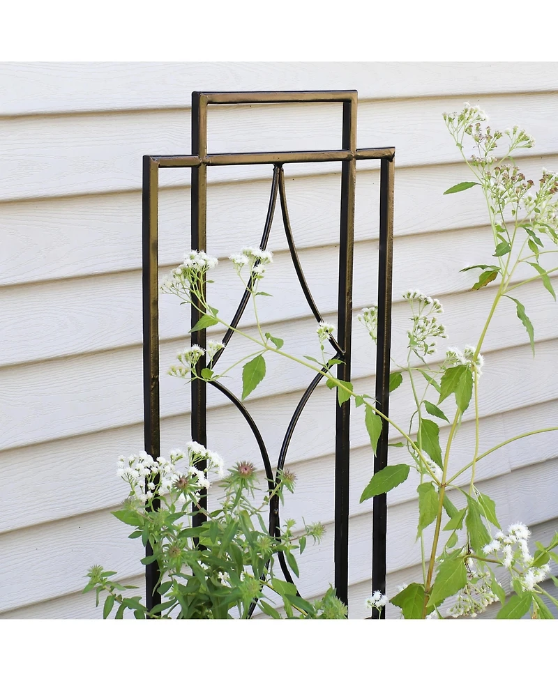 Sunnydaze Decor 2-Piece Chic Diamonds Design Garden Trellis for Climbing Plants Set - Metal Decorative Outdoor Plant and Flower Trellis