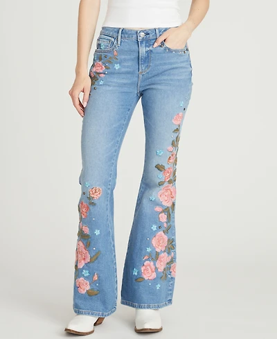 Driftwood Women's Farrah Flare Floral Embroidered Jeans