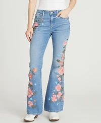Driftwood Women's Farrah Flare Floral Embroidered Jeans
