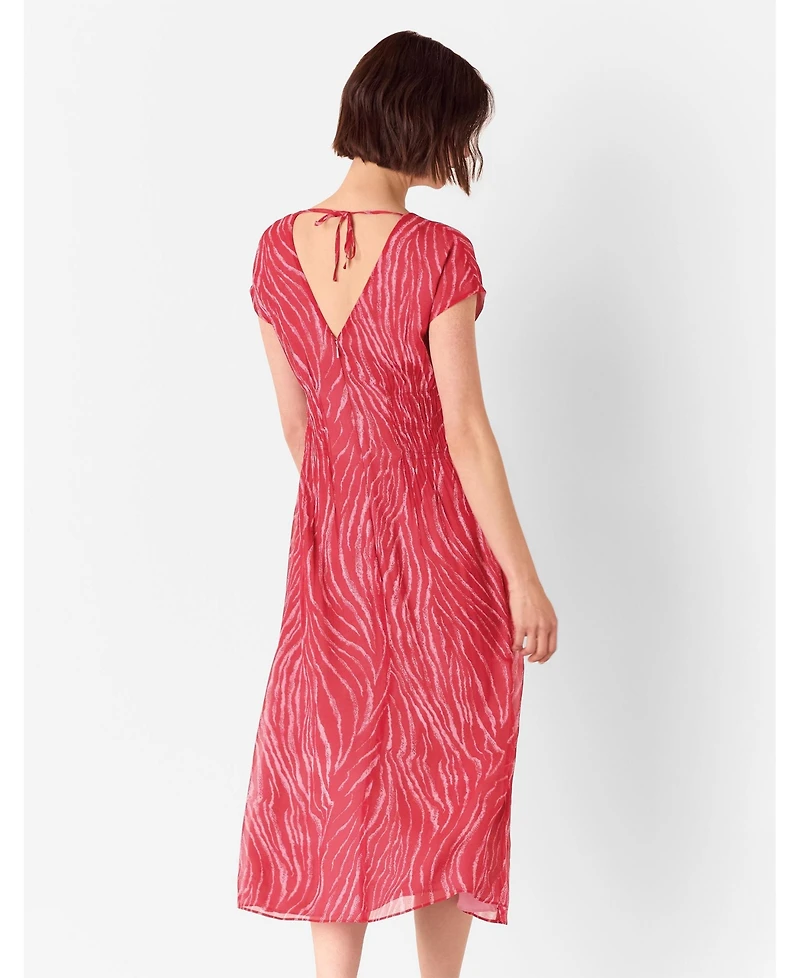 Whistles Women's Short Sleeve Zebra Texture Midi Dress