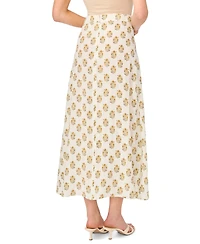 CeCe Women's Printed Zippered A-Line Skirt