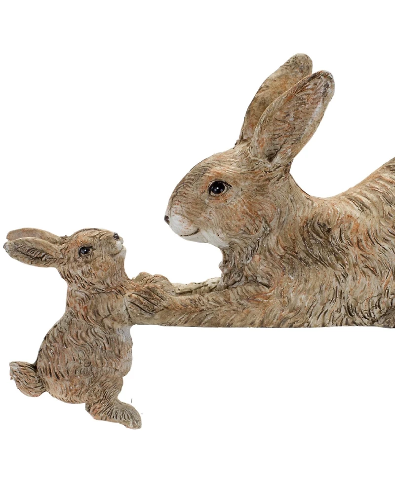Slickblue Stone Mother Rabbit And Baby Bunny Self Sitter (Set of 2)