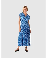 Whistles Women's Brushed Stroke Short Sleeve Midi Dress
