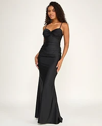 City Studios Juniors' Twist Front Tie Back Long Dress