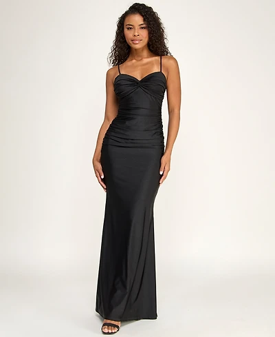City Studios Juniors' Twist Front Tie Back Long Dress