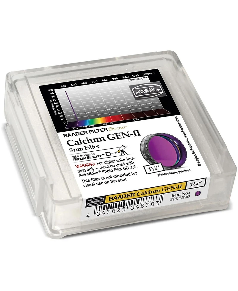 Baader Planetarium Calcium Gen-ii 1.25" Unstacked Ca-k Solar Imaging Filter with Lpfc