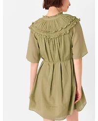 Whistles Women's Short Sleeve Cotton Frill Mini Dress