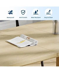 homfan 70.8 Inch Dining Table for 4-6, Modern Kitchen Table with Semi-Cylindrical Base, Wood Table for Dining Room Living Room