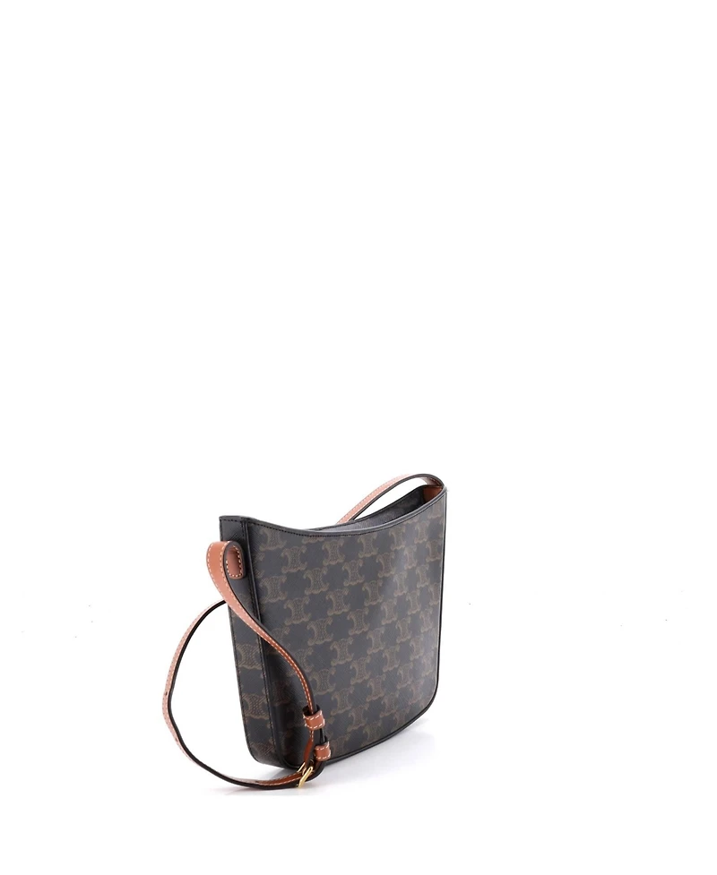 Pre-Owned Celine Medium Croque Hobo Triomphe Coated Canvas
